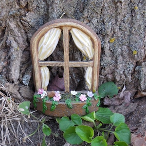 MIniature Window w/ Flower Bed Hinged Outdoor Indoor Garden Decor Fairy Garden Accessories and Supplies image 1