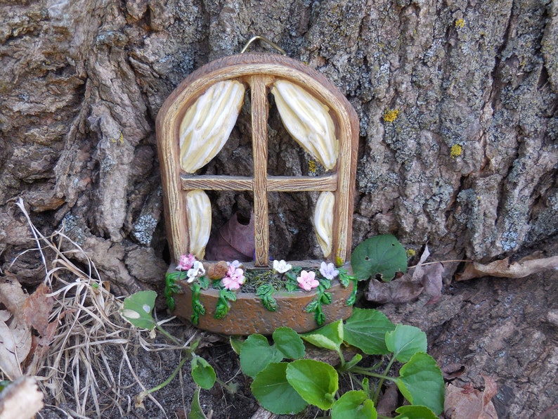 MIniature Window w/ Flower Bed Hinged Outdoor Indoor Garden Decor Fairy Garden Accessories and Supplies image 1