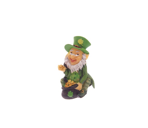 Miniature Fairy Garden 4.25" Leprechaun Figurine w/ Pot of Gold Buy 3 Save $5