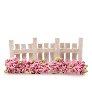 Fairy Accessory White Picket Fence Miniature White Garden Fence and Pink Roses for Fairies Spring Fairy Garden Supplies & Accessories image 8