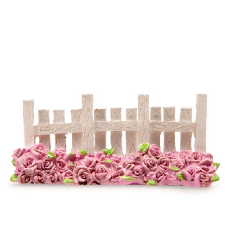 Fairy Accessory White Picket Fence Miniature White Garden Fence and Pink Roses for Fairies Spring Fairy Garden Supplies & Accessories image 8