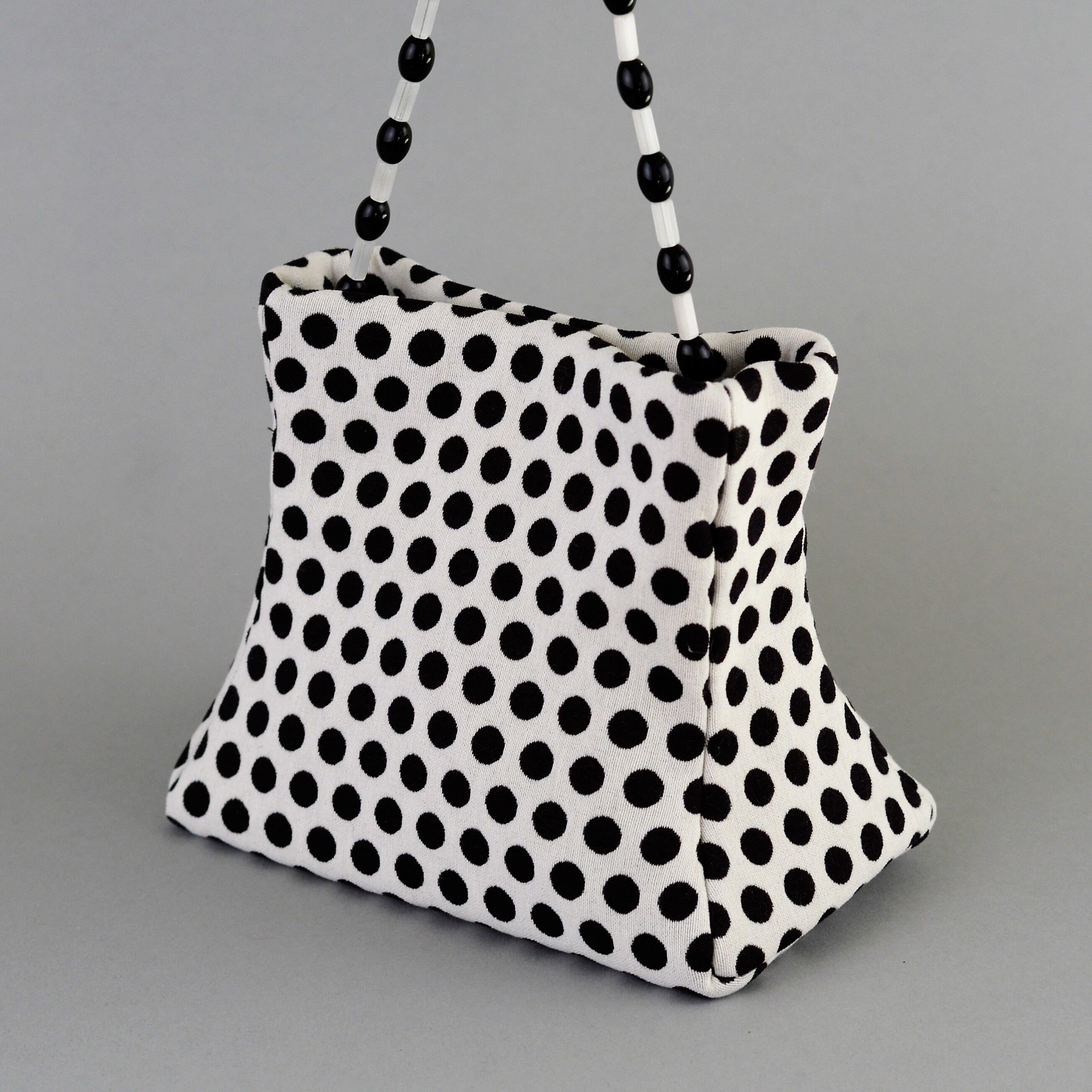 black and white polka dot purse
