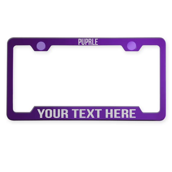 Cut-out Style Customized Laser Engraved Stainless Steel License Plate Frame Electroplating Glossy Color w/ Screw Caps (Bebas font)