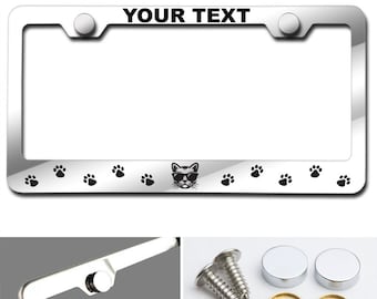 Faccia e zampa di gatto stampa personalizzata Laser inciso Inacciaio Inacciaio Tarinless Inacciaio Targhetta Telaio w / Avvita Tappi (Arial Nero font)