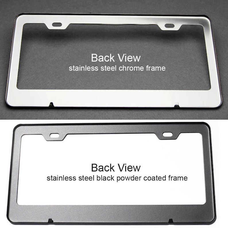 Custom Laser Engrave Black Stainless Steel Metal License Plate Frame With Text