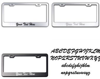 Personalizzato personalizzare testo inciso al Laser (pennello Script Font) il 100% in acciaio inox cornice portatarga