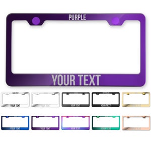 Customized Laser Engraved Stainless Steel License Plate Frame Electroplating Glossy Color w/ Screw Caps (bebas font)