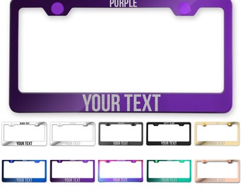 Personalizzato laser inciso in acciaio inossidabile telaio piastra galvanica colore lucido con tappi a vite (tipo di carattere bebas)