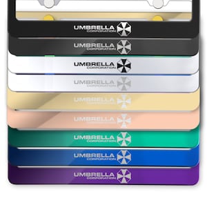 Umbrella Corporation Logo Resident Evil Laser Engraved Marking 100% Stainless Steel License Plate Frame Holder w/ Caps & Hardwares