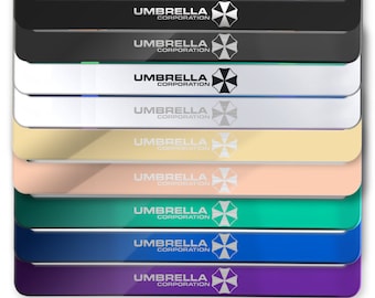 Umbrella Corporation Logo Resident Evil Laser Laser inciso Marca 100% Inacciaio Inacciaio Supporto Piastra W / Caps & Hardware