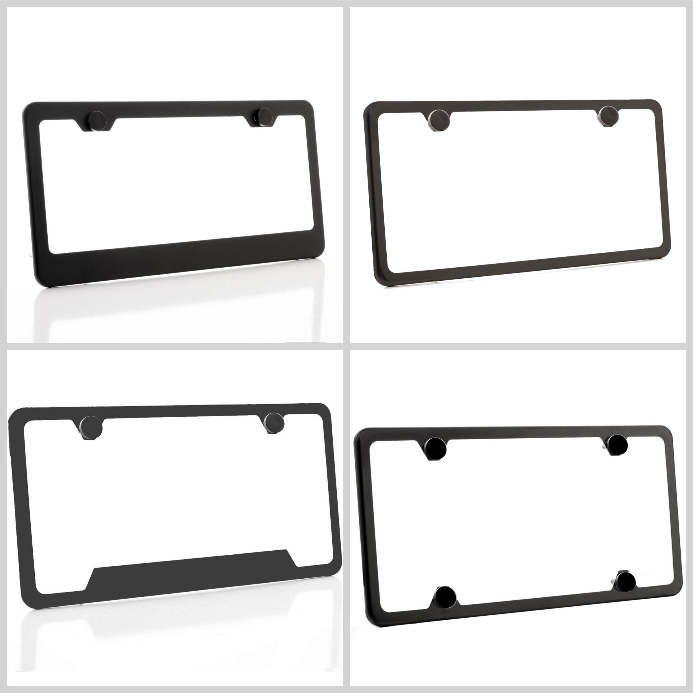 KA Depot Two Hole Slim Version Matte Flat Black License Plate Frame T304 Stainless Steel Metal Screw Caps KA Depot Two Hole Slim Version Matte Flat Black License Plate Frame T304 Stainless Steel Metal Screw Caps