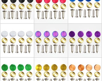 Set di 4 tappi a vite in alluminio per telaio targa - Hardware incluso - 8 colori disponibili