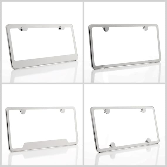 Mirror Finished Stainless Steel License Plate Frame w/ Chrome Screw Caps + Hardware