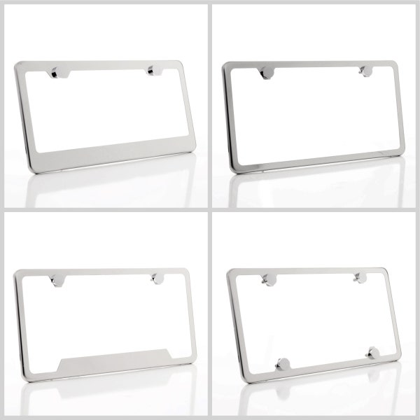 Mirror Finished Stainless Steel License Plate Frame w/ Chrome Screw Caps + Hardware