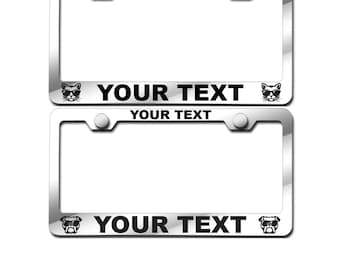 Gatto / Cane faccia personalizzata Laser inciso Inciso Inacciaio Placca Piastra W / Avvita Tappi (arial nero font)