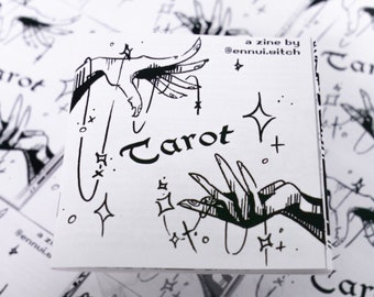 Tarot Zine - witchy art books, major arcana, wands, cups, pentacles, swords reference with foldout pages, pocket size