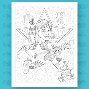 Rockstar rocker custom funny coloring sheet , children's party, giveaway, grandparents gift, portrait image 3