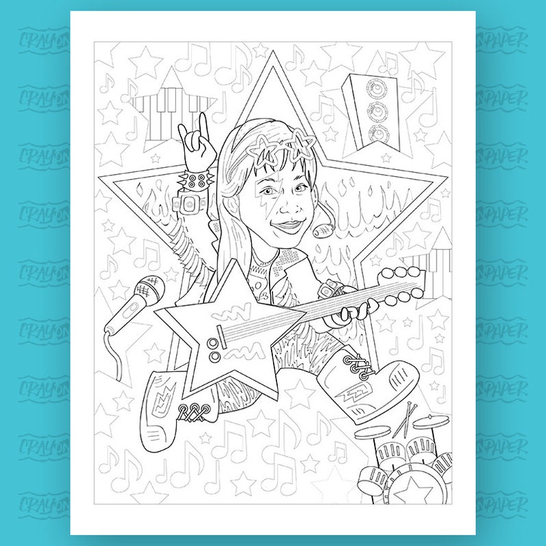 Rockstar rocker custom funny coloring sheet , children's party, giveaway, grandparents gift, portrait image 3