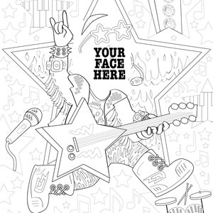 Rockstar rocker custom funny coloring sheet , children's party, giveaway, grandparents gift, portrait image 2