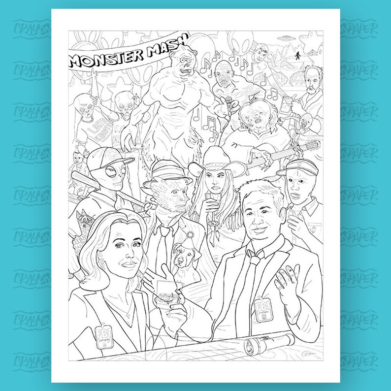 Download X-Files Art Print adult coloring sheet / xfiles / the x files/ | Etsy