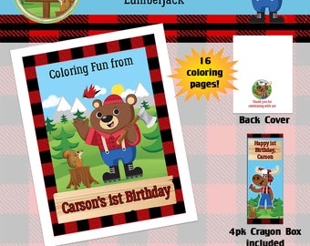 Lum-bearJack Lumberjack Plaid Coloring Book with Crayons