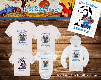 Little Blue Truck Personalized Birthday Shirt - Tshirt - Hoodie - Onesie - Mom - Dad - Sister - Brother - Birthday