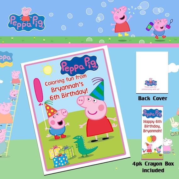 Peppa Pig Coloring Book With Crayons/Birthday Party Etsy Peppa Pig Coloring Book With Crayons/Birthday Party Etsy