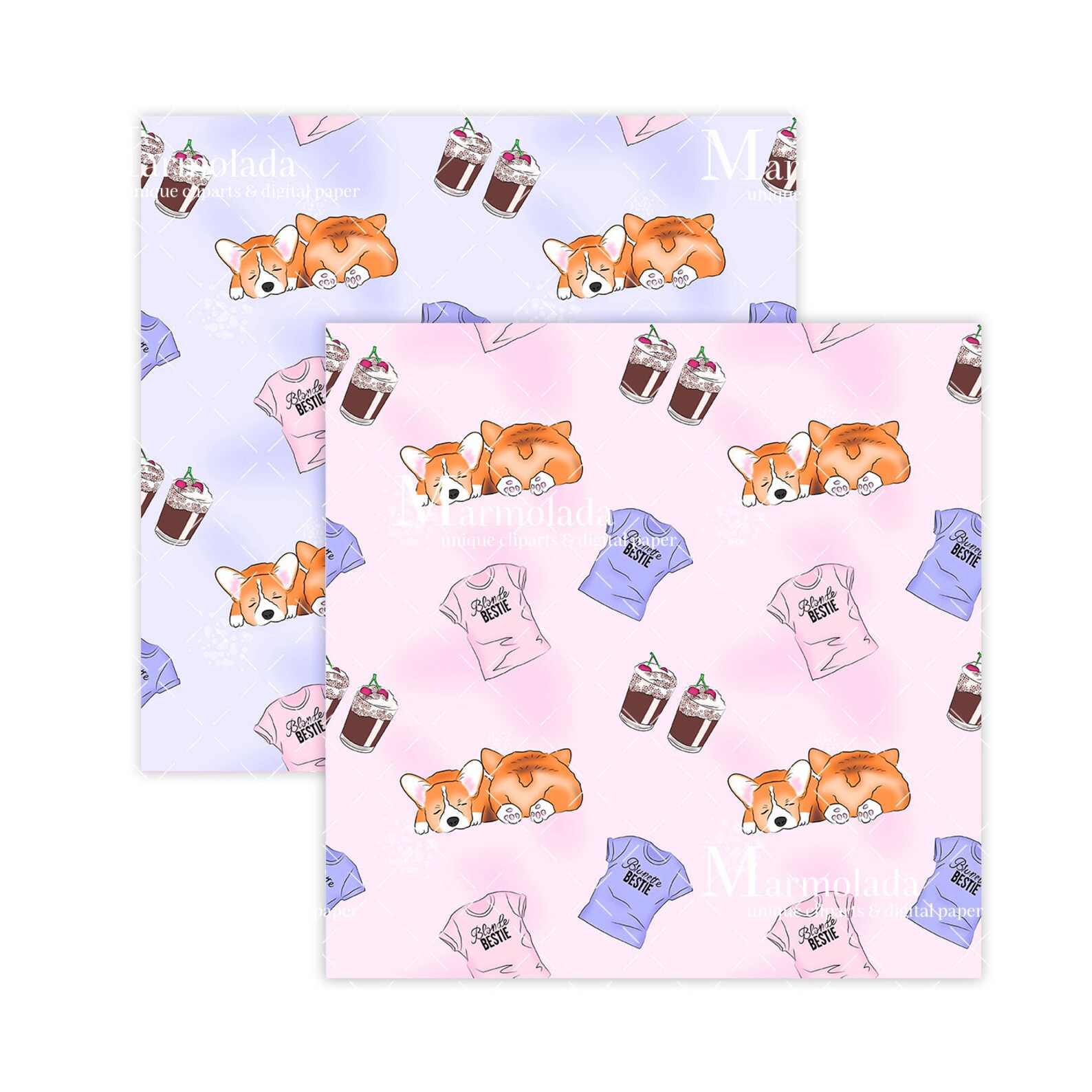 Best Friends Paper BFF digital paper Soul Sisters Paper Girly Etsy