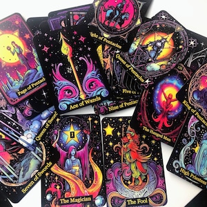 Tarot Deck Neon Gothic Style