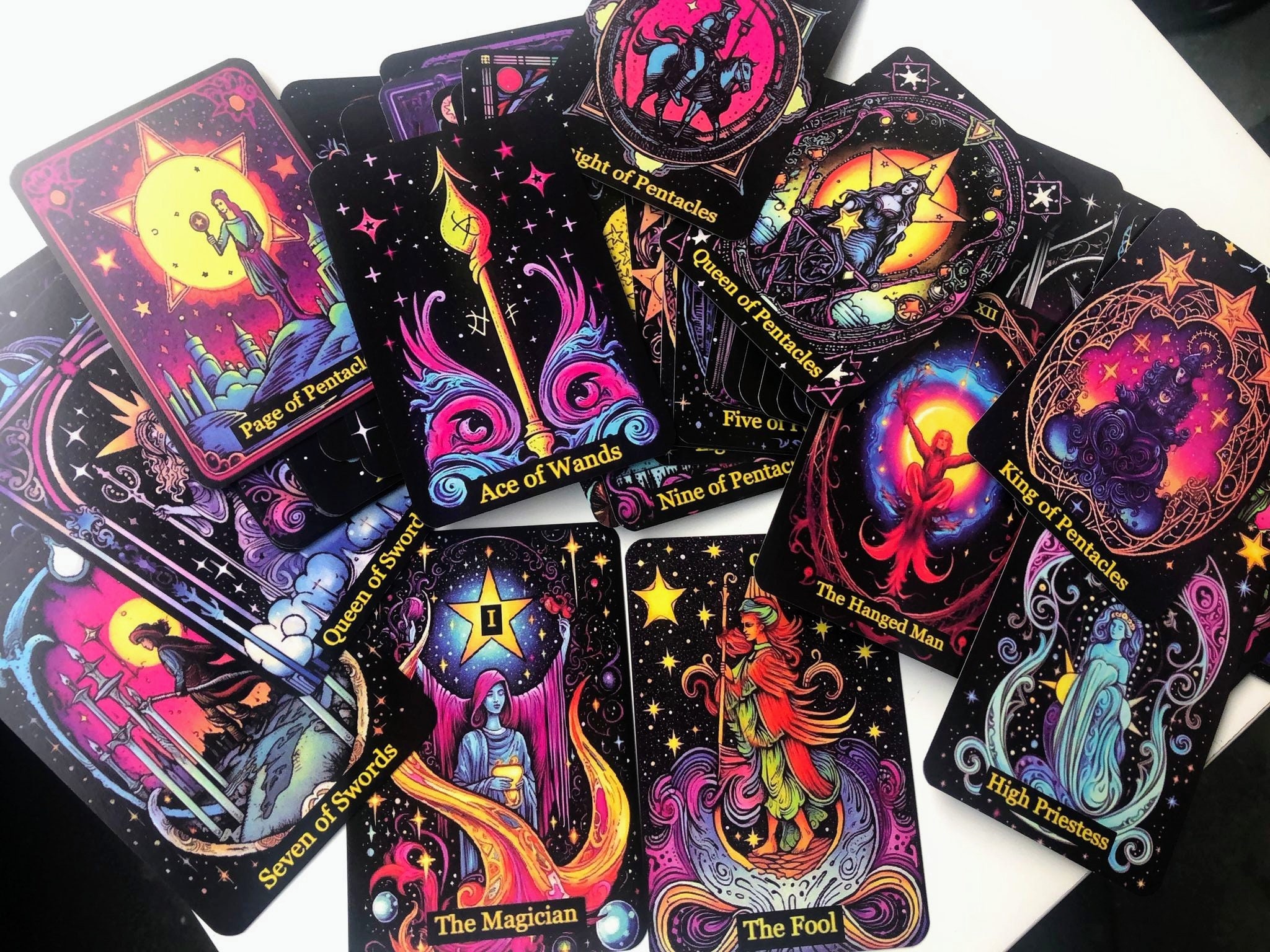 Tarot Deck Neon Gothic Style - Etsy