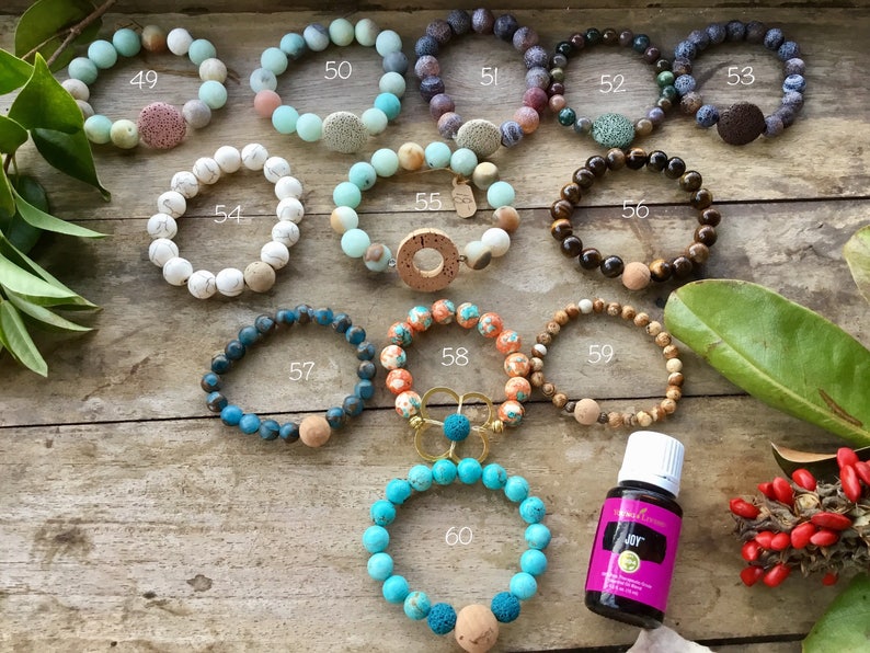 Diffuser Bracelets With Lava Stones and Semi Precious Beads. Etsy