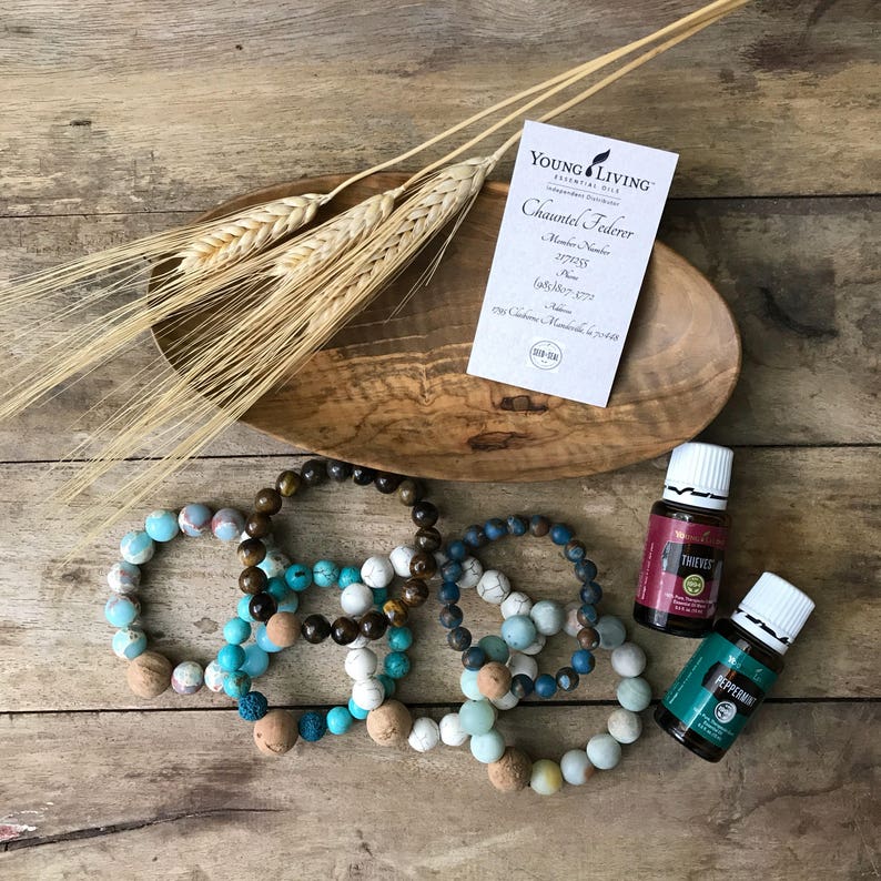 Diffuser Bracelets With Lava Stones and Semi Precious Beads. Etsy