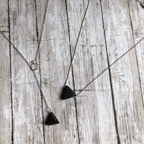 Lava triangle diffuser necklace
