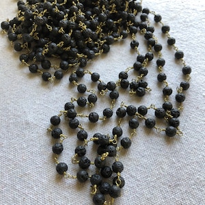 Antique gold Lava rosary chain, Bead Sizes: Stone 6mm, chain 2.7meters, 9 feet