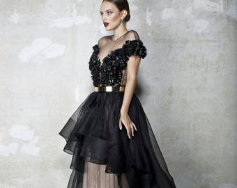 HAUTE COUTURE- Black Organza Dress