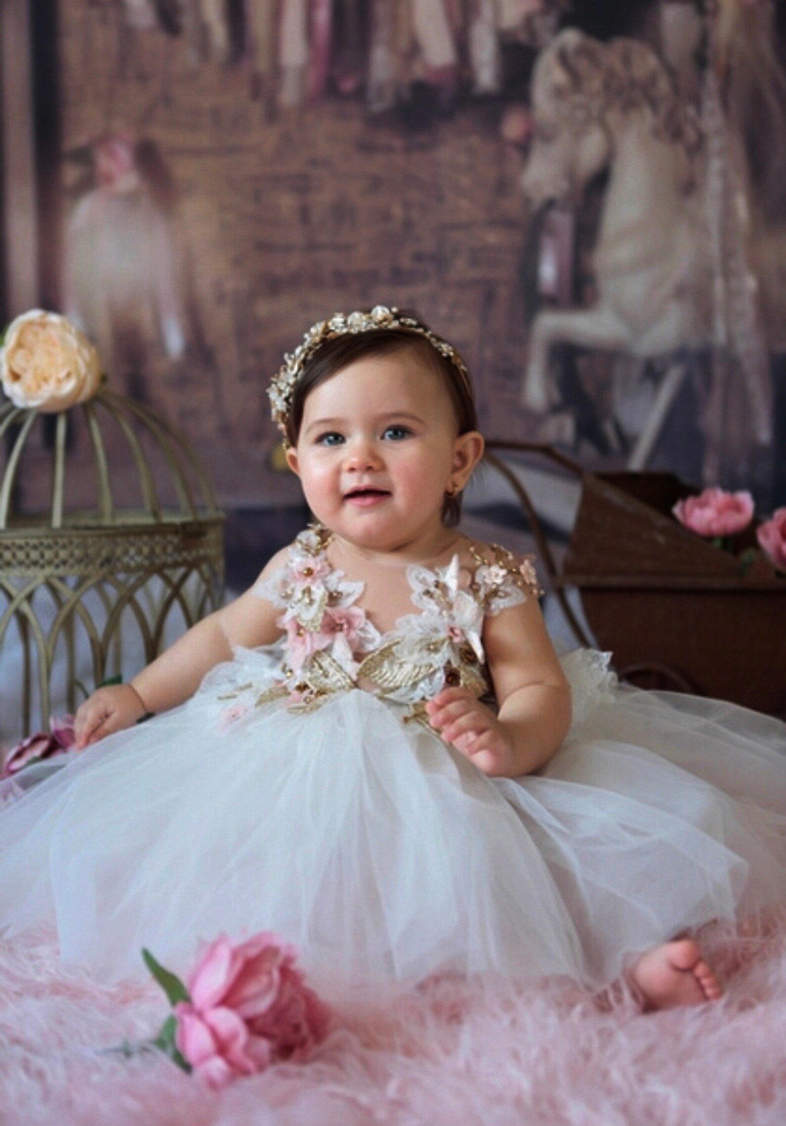 Baby Birthday Dress Flowergirl Dress With Tulle Skirt Etsy