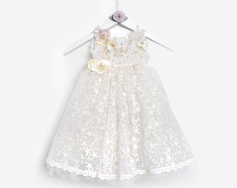 Bloemenmeisje jurk, Couture jurk, verjaardag jurk