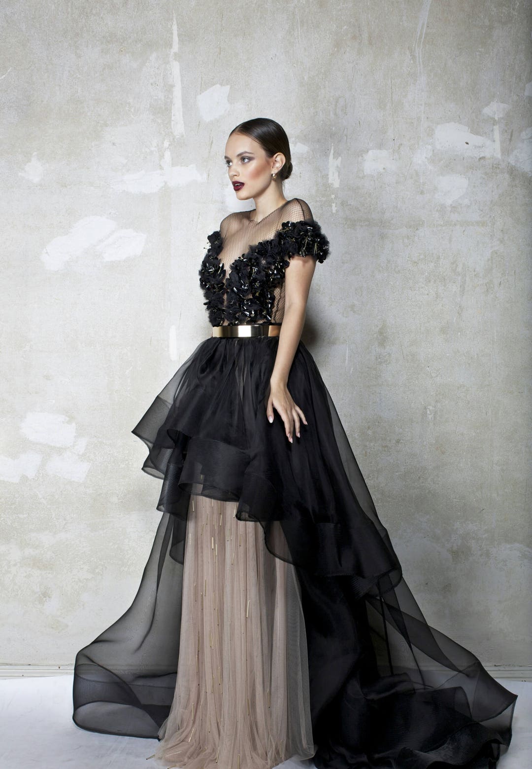 HAUTE COUTURE- Black Organza Dress