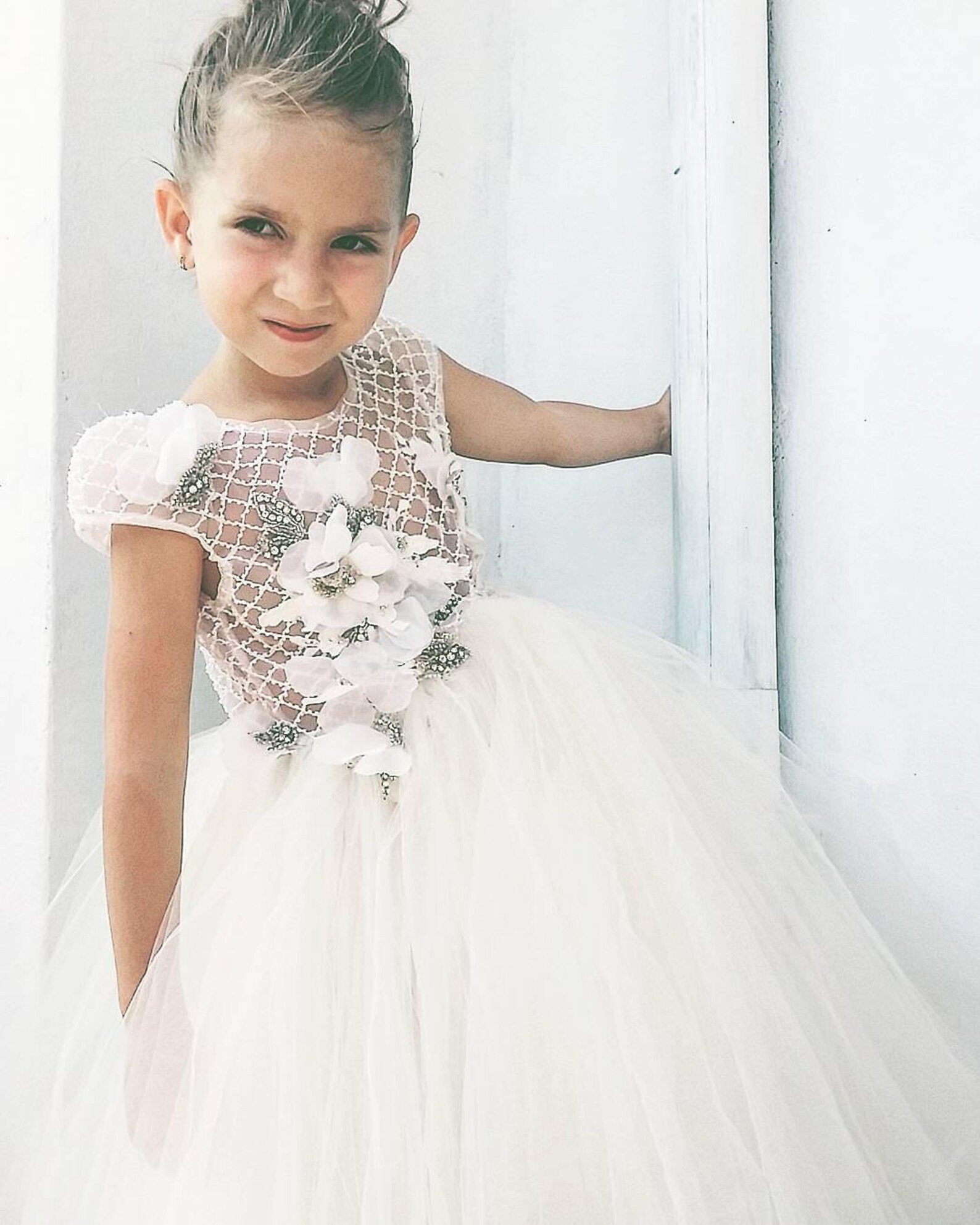White Flower Girl Birthday Girl Couture Dress Handmade Etsy