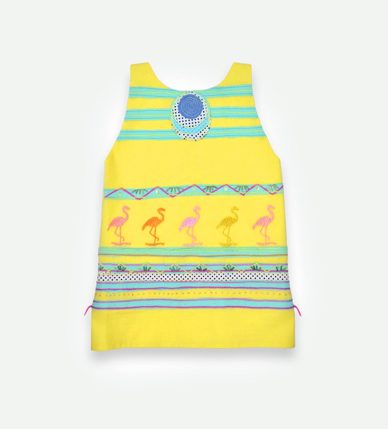 summer dress dress FLAMINGO application DRESS cotton dress yellow dress