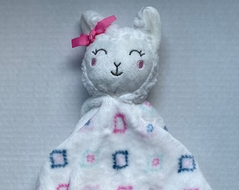 Girl Llama Personalized Plush Lovey/Embroidered Baby Security Blanket