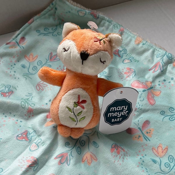 Woodland Fox XLg Personalized Plush Baby Lovey/"Mary Meyer Baby" Blanket/Peach Teal Baby Snuggle/Baby Shower/Christmas/Easter/Birthday Gift