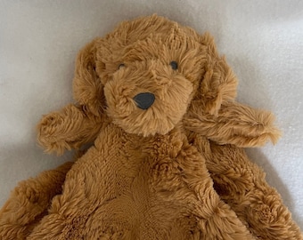 Puppy Dog Plush Lovey/Personalized Security Blanket/Brown Dog Baby Snuggle/Baby Shower/Christmas/Birthday/Easter Baby Gift