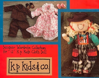 Doll Clothes-UNCUT Sewing Pattern KP Kids & Co/Vintage 1995/Brand New/Rare/Designer Wardrobe Collection for 12" KP Kids Cloth Doll