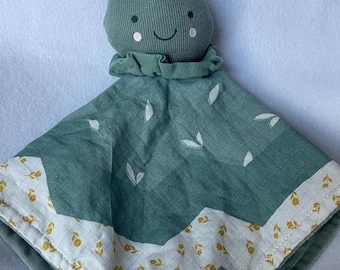 Turtle Personalized Lovey/Embroidered Green Baby Security Blanket
