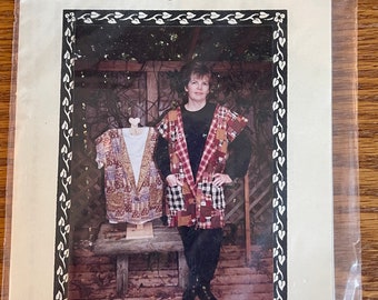 UNCUT Pattern/Misses Pieced or Plain Poncho Vest 211 Sewing Pattern/Sally Shoestrings by Kristi Harris/Simple Beginners/Vintage 1995