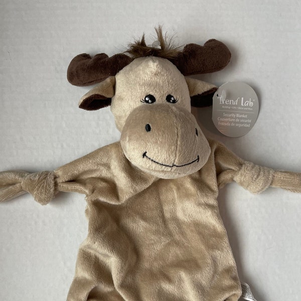 Smiling Moose Personalized "Trend Lab" Plush Lovey/Security Blanket/Baby Snuggle/Baby Shower/Birthday/Christmas/Easter/Christening Gift