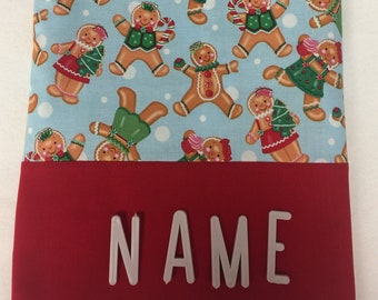 Christmas Gingerbread Pillowcase Personalized/Embroidered/Handmade/Standard Size
