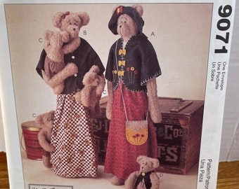 UNCUT-Crafts-Sewing Pattern McCall's 9071/Sew Many Bears with Jacket, Shorts, Vest/Baby Bear/Vintage 1997/Factory Folded/Brand New