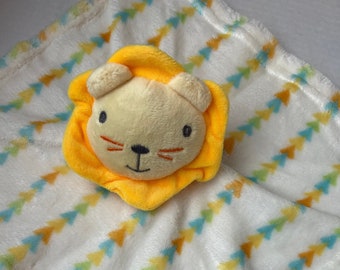 Personalized Lion Plush Lovey: Embroidered Baby Security Blanket